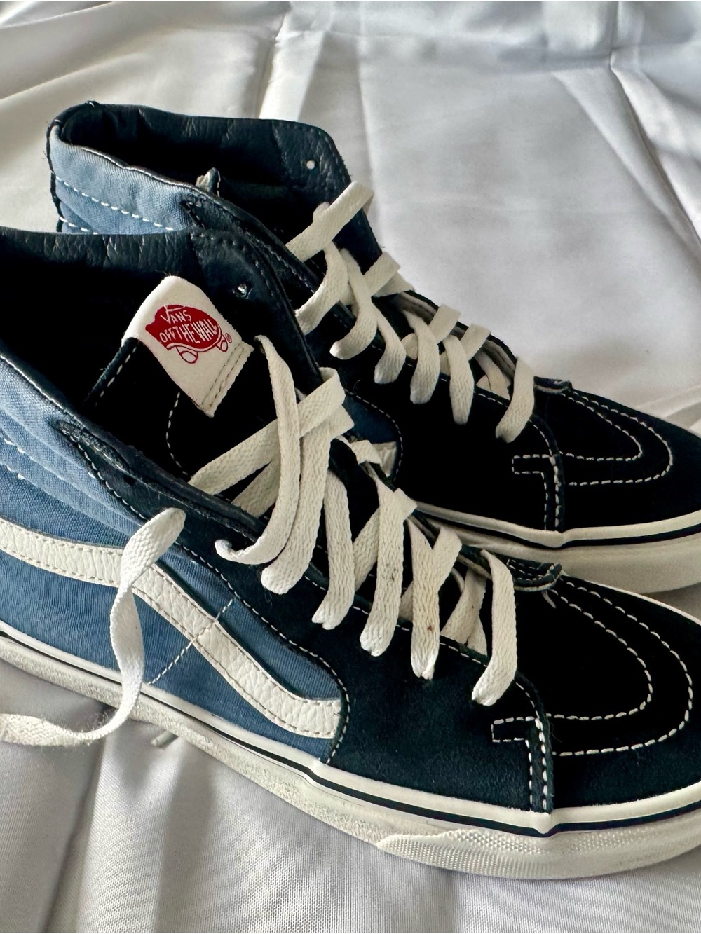 Vans Black, White & Blue Mid-Top Skate Sneakers